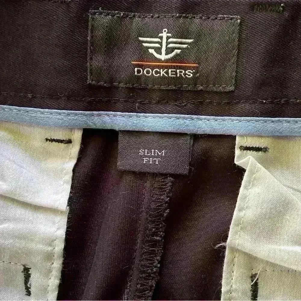 Black Dockers, slim fit, size 29W/30L